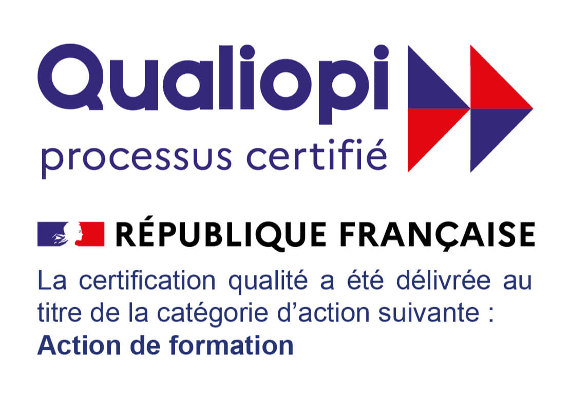 Qualiopi Processus Certifié République Française. La cerficiation qualité a été délivrée au titre de la catégorie d'action suivante : Action de formation